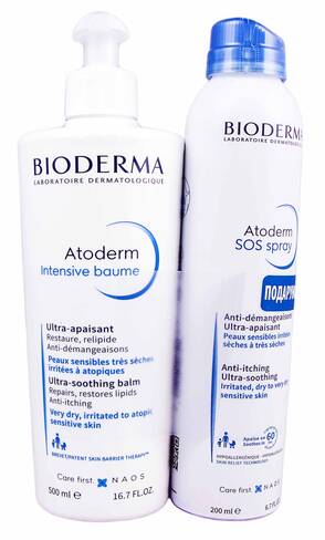 Bioderma Atoderm Intensive бальзам 500 мл + SOS спрей 200 мл 1 набір