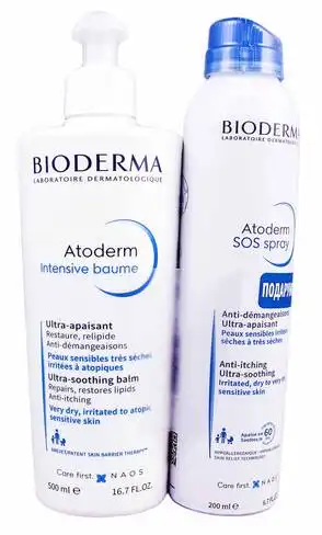 Bioderma Atoderm Intensive бальзам 500 мл + SOS спрей 200 мл 1 набір
