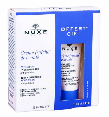 Nuxe Creme Fraiche Крем насичений зволоження 48 годин для сухої чутливої шкіри 30+15 мл 1 набір