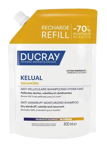 Ducray Kelual Скванорм Шампунь зволожувальний проти сухої лупи 400 мл 1 пауч