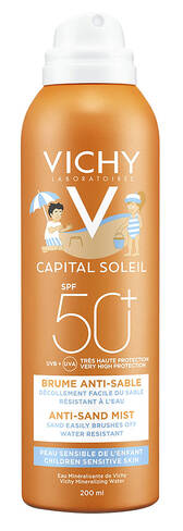 Vichy Capital Soleil Сонцезахисний водостійкий спрей з технологією Анти-пісок для чутливої шкіри дітей SPF50+ 200 мл 1 флакон