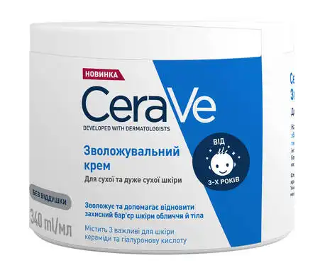 CeraVe Крем зволожувальний для дуже сухої шкіри обличчя і тіла 340 г 1 банка