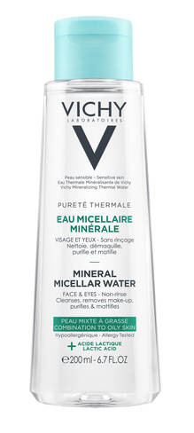 Vichy Purete Thermale Міцелярна вода для жирної та комбінованої шкіри обличчя та очей 200 мл 1 флакон loading=