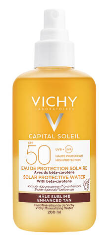 Vichy Capital Soleil Спрей водний двофазний для обличчя та тіла з бета-каротином, що посилює засмагу SPF-50 200 мл 1 флакон