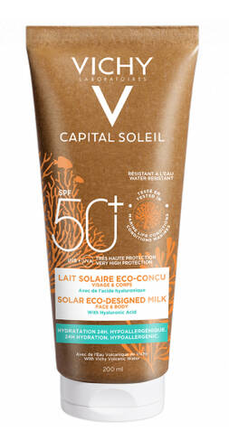 Vichy Capital Soleil Молочко сонцезахисне зволожуюче для шкіри обличчя і тіла SPF 50+ 200 мл 1 туба