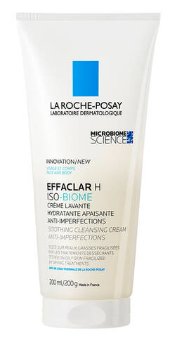 La Roche-Posay Effaclar Iso Biome Крем-гель очищувальний заспокійливий для зневодненої чутливої шкіри обличчя та тіла 200 мл 1 туба