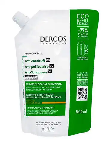 Vichy Dercos Anti dandruff DS Шампунь проти лупи для сухого волосся та подразненої шкіри голови 500 мл 1 флакон