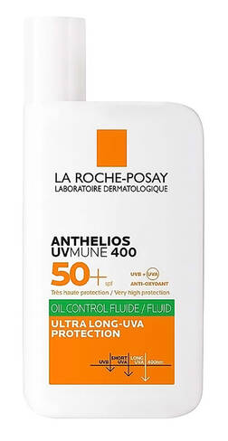 La Roche-Posay Anthelios UVA 400 Флюїд легкий сонцезахисний з матуючим ефектом для жирної чутливої шкіри обличчя SPF 50+ 50 мл 1 флакон