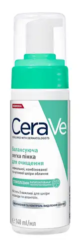 CeraVe Пінка для обличчя балансуюча легка для очищення нормальної, комбінованої та чутливої шкіри 148 мл 1 флакон