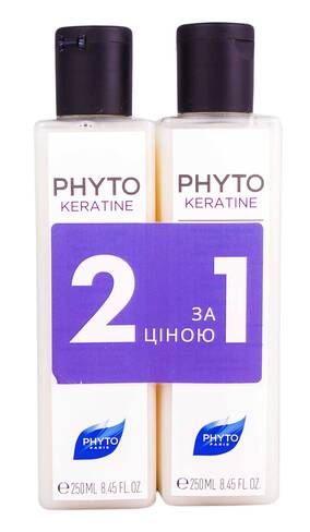 Phyto Keratine Шампунь відновлюючий для пошкодженого та ламкого волосся Дуо 2х250 мл 1 набір