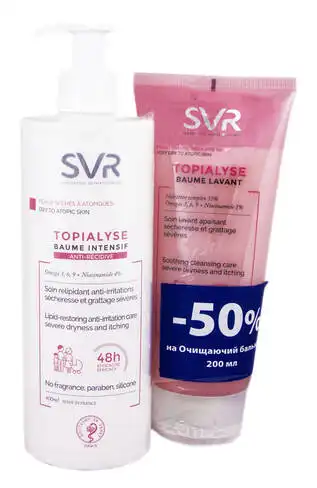 SVR Topialyse бальзам інтенсивний 400 мл + очищаючий бальзам 200 мл 1 набір