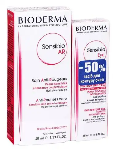 Bioderma Sensibio AR крем 40 мл + крем-гель для контуру очей 15 мл 1 набір