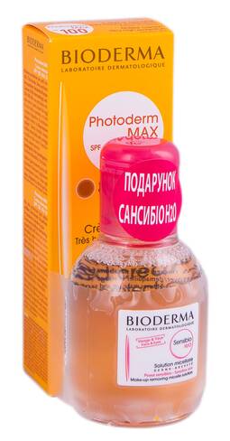 Bioderma Photoderm Max крем тональний SPF-100 40 мл + Sensibio H2O 100 мл 1 набір