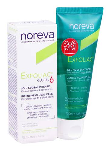 Noreva Exfoliac Global 6 30 мл + очищуючий гель для чутливої шкіри 100 мл 1 набір loading=