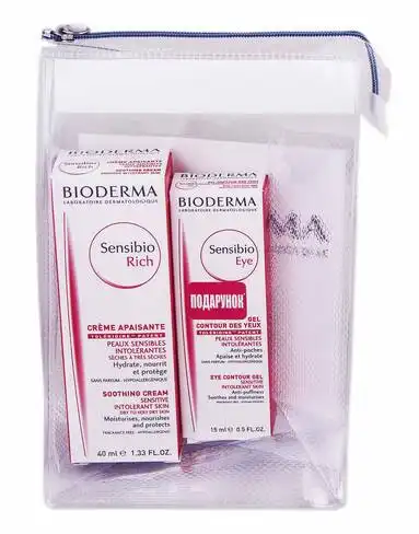 Bioderma Sensibio насичений крем 40 мл + крем-гель для контуру очей 15 мл 1 набір