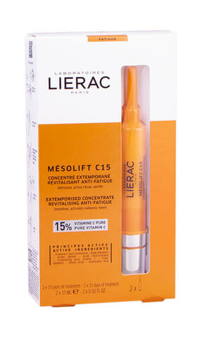 Lierac Mesolift C15 Концентрат екстемпоральний для обличчя проти ознак втоми шкіри 15 мл 2 флакони