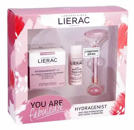 Lierac Hydragenist гель-крем оксигенуючий 50 мл + подвійне очищення міцелярний засіб 30 мл + ролер 1 набір