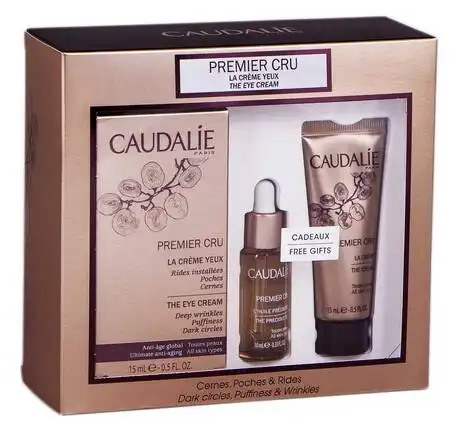 Caudalie Premier Cru крем для контуру очей 15 мл + дорогоцінна олія 10 мл + крем 15 мл 1 набір
