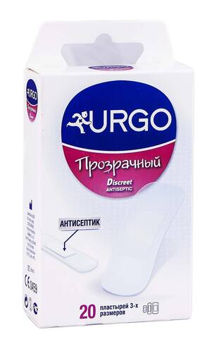 Urgo Пластир прозорий з антисептиком 20 шт