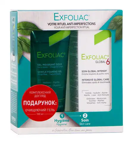 Noreva Exfoliac Глобал 6 крем для обличчя 30 мл + Гель очищуючий для обличчя 100 мл 1 набір