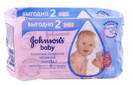 Johnson’s Baby Вологі серветки Ніжна турбота 112 шт