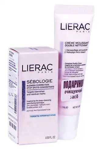 Lierac Sebologie Стоп Бутон концентрат 15 мл + подвійне очищення Пінистий засіб 30 мл 1 набір