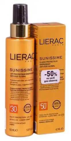 Lierac Sunissime захисне молочко SPF-30 150 мл + захисний флюїд SPF-50+ 40 мл 1 набір