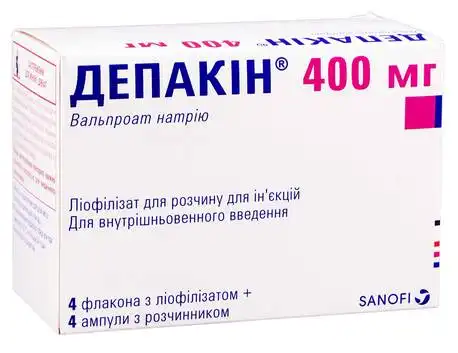 Депакін ліофілізат для ін'єкцій з розчинником 400 мг 4 флакона