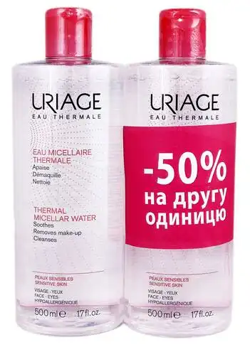 Uriage Термальна міцелярна вода для надмірно чутливої шкіри Дуо 2х500 мл 1 набір