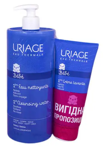 Uriage Bebe 1-й крем очищуючий 200 мл + 1-ша вода очищуюча 1 л 1 набір