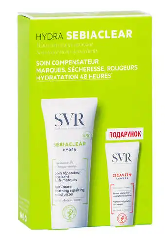 SVR Sebiaclear Hydra зволожуючий догляд 40 мл + Cicavit+ Захисний бальзам для губ 10 г 1 набір