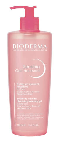 Bioderma Sensibio Гель очищуючий для обличчя та контуру очей для чутливої шкіри 500 мл 1 флакон loading=