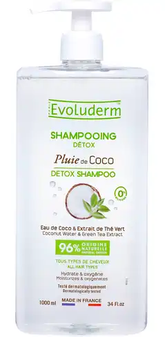Evoluderm Шампунь для всіх типів волосся детокс з водою кокоса 1 000 мл 1 флакон