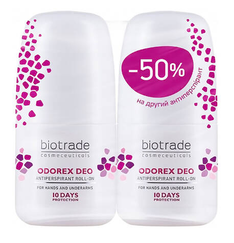 Biotrade Odorex Deo Кульковий дезодорант-антипреспірант тривалої дії 10 днів без поту і запаху 2х40 мл 1 набір