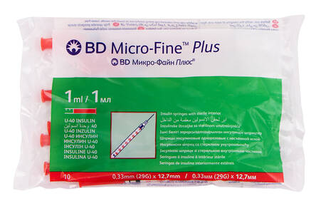 BD Шприц інсуліновий 1 мл U-40 0,33х12,7 мм (29G) 1 шт