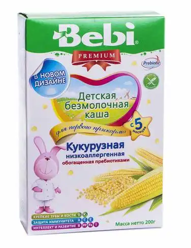 Bebi Каша безмолочна кукурудзяна низькоалергенна з 5 місяців 200 г 1 коробка