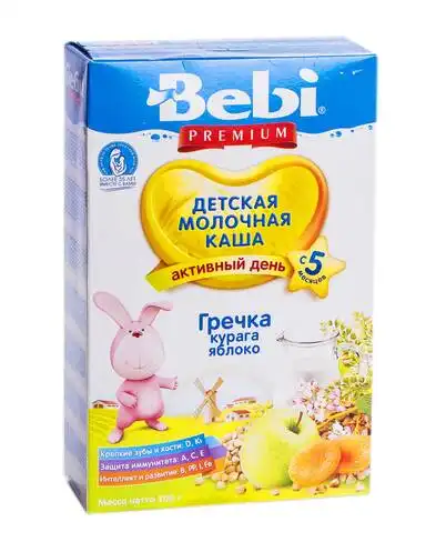 Bebi Каша молочна гречка, курага, яблуко з 5 місяців 200 г 1 коробка