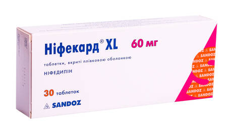 Ніфекард XL таблетки 60 мг 30 шт loading=