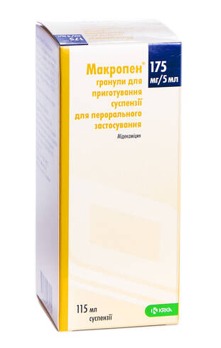 Макропен гранули для оральної суспензії 175 мг/5 мл 115 мл 1 флакон