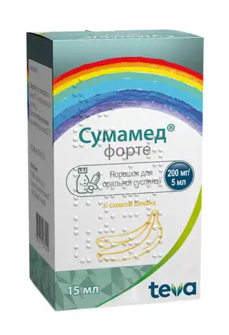 Сумамед форте зі смаком банана порошок для оральної суспензії 200 мг/5 мл 15 мл 1 флакон