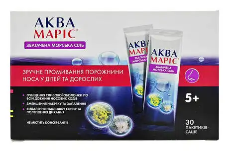 Аква Маріс збагачена морська сіль порошок 30 пакетів-саше