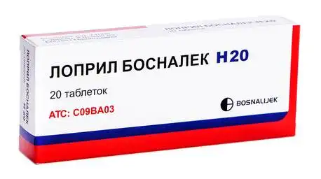 Лоприл Босналек H 20 таблетки 20 мг/12,5 мг 20 шт