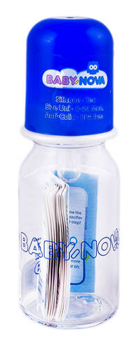Baby-Nova Пляшечка для годування скляна з соскою від народження 125 мл 1 шт