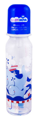 Baby-Nova Пляшечка для годування скляна декорована з соскою від народження 250 мл 1 шт loading=