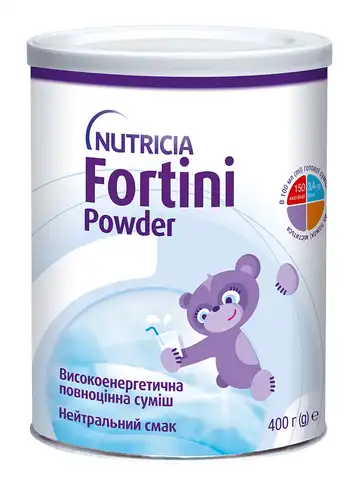 Nutricia Fortini Powder Ентеральне харчування з нейтральним смаком для дітей від 1 року та старше 400 г 1 банка