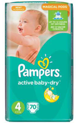 Pampers Active Baby-Dry 4 Maxi Підгузки дитячі 8-14 кг 70 шт