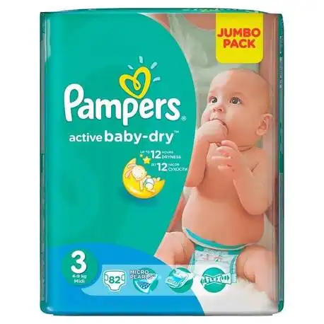 Pampers Active Baby-Dry 3 Midi Підгузки дитячі 4-9 кг 82 шт