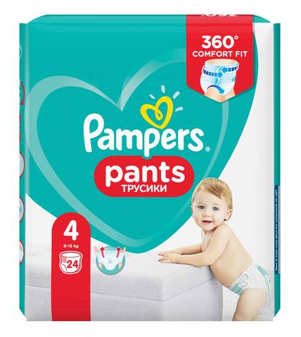 Pampers Pants 4 Підгузки-трусики дитячі 9-15 кг 24 шт