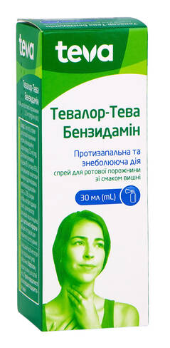 Тевалор-Тева-Бензидамін спрей для горла та ротової порожнини 1,5 мг/мл 30 мл 1 флакон