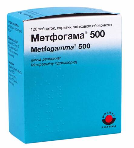 Метфогама таблетки 500 мг 120 шт